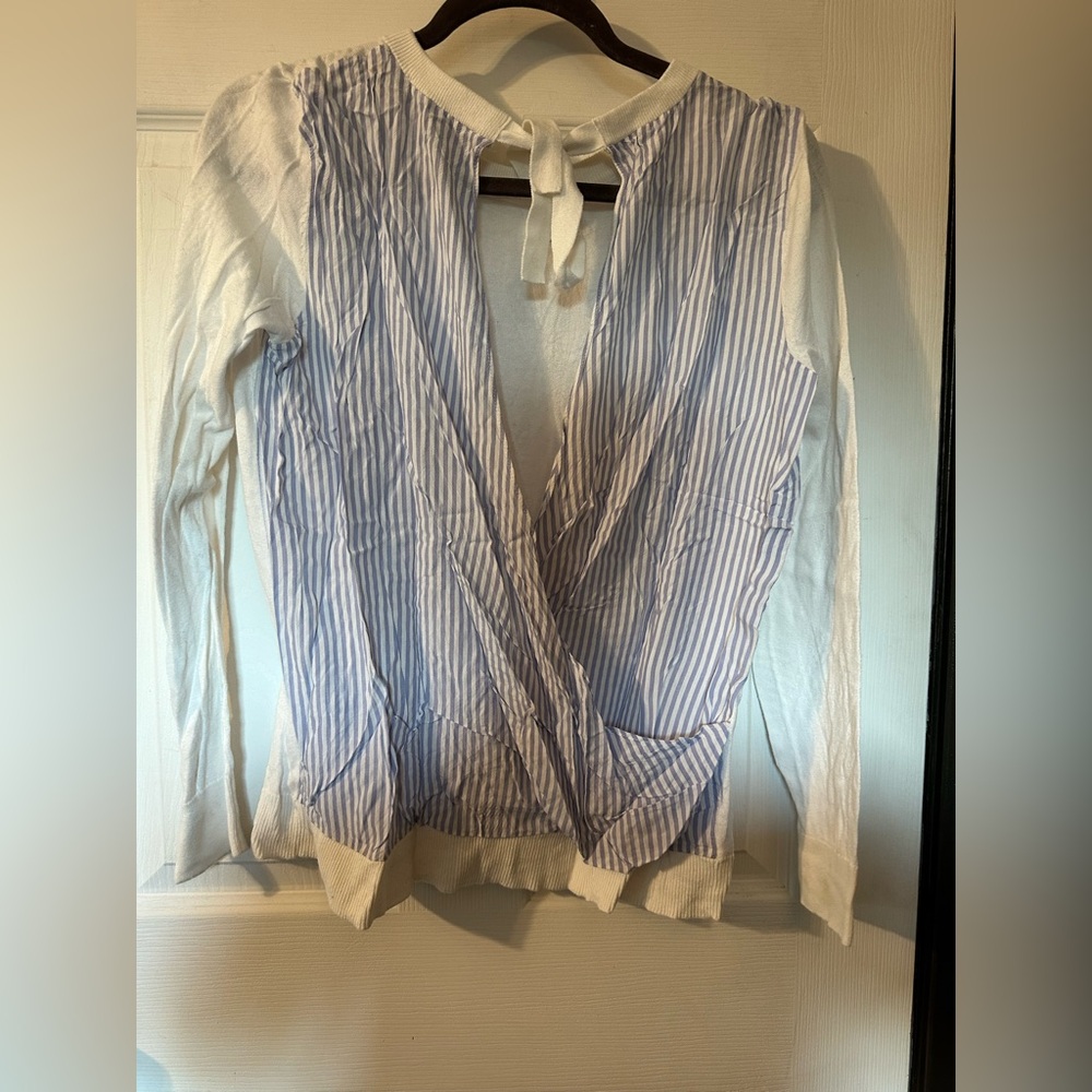 LOFT Blue and White Striped Blouse